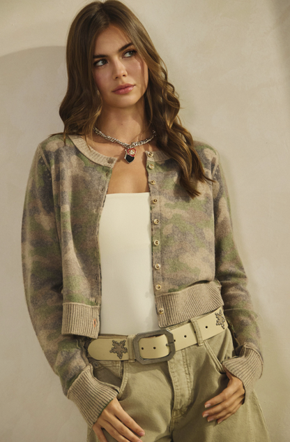 Camo Button-Down Cardigan