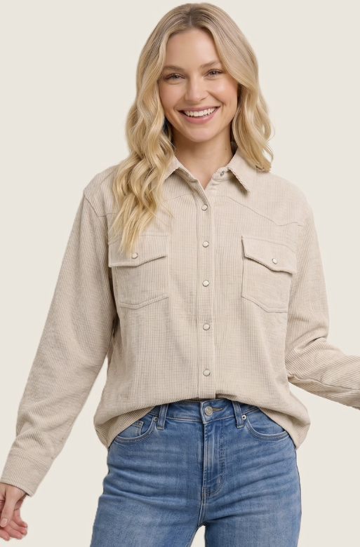 Corduroy Western Pearl Button Shirt
