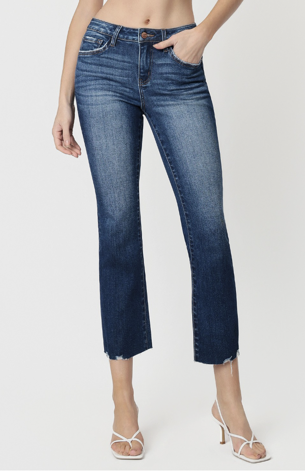 Mid Rise Dark Wash Bootcut Jeans 27.5" Inseam