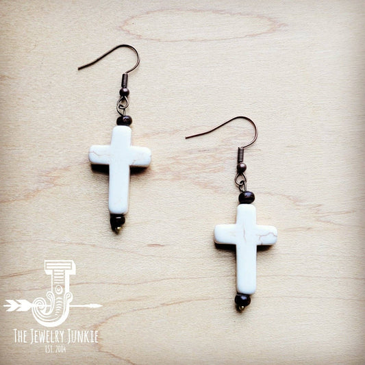 White Turquoise Cross Earrings 220x