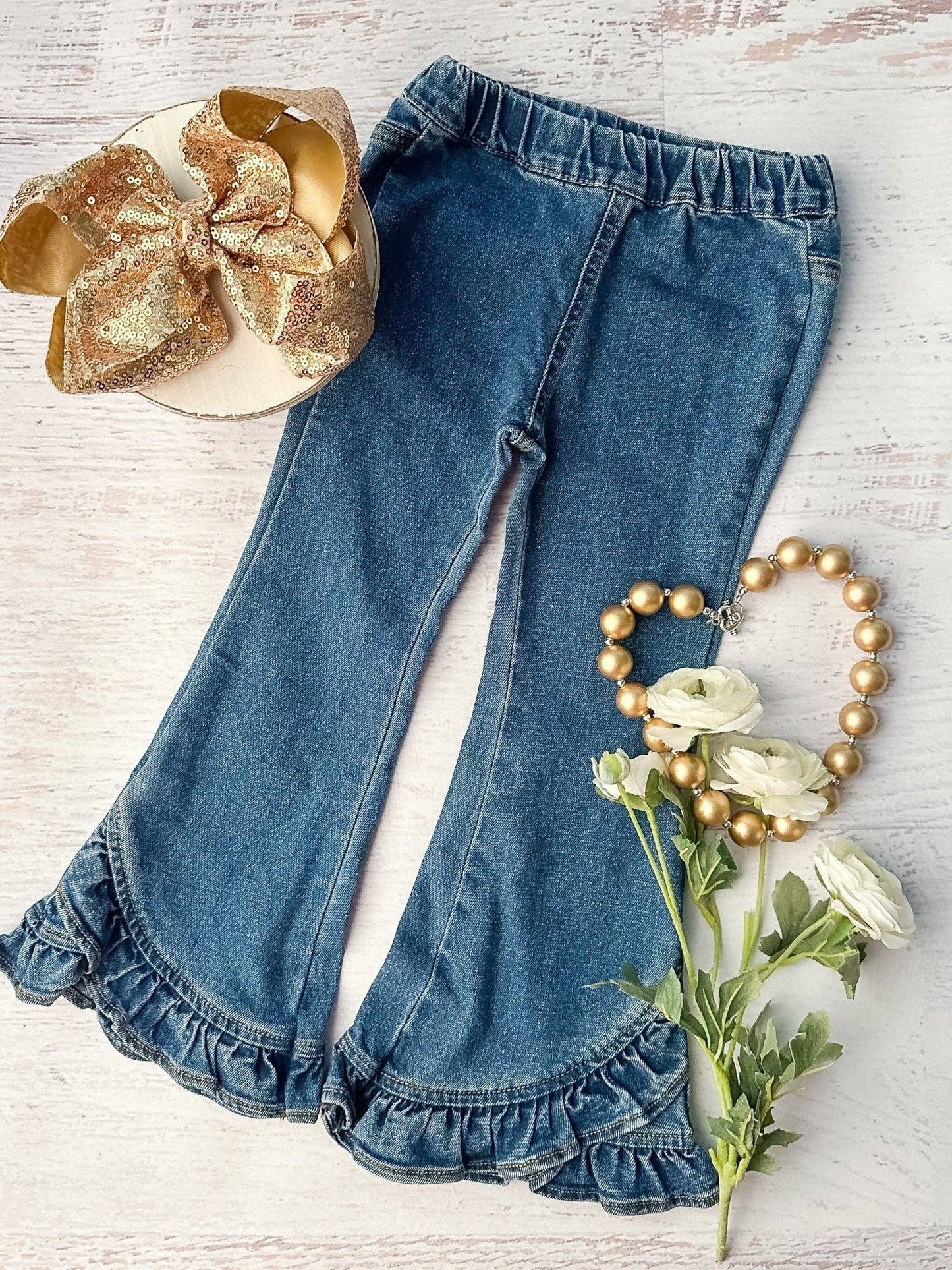 Girls Ruffle Denim Jeans