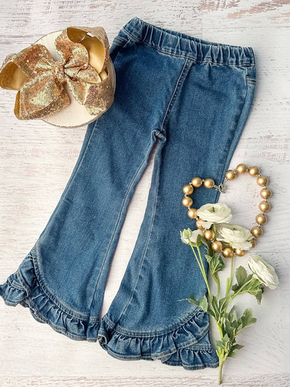 Girls Ruffle Denim Jeans