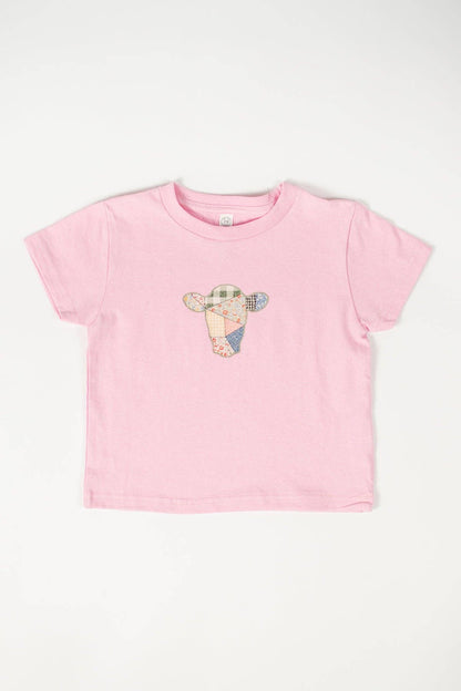 Girls Patchwork Cow Graphic Tee