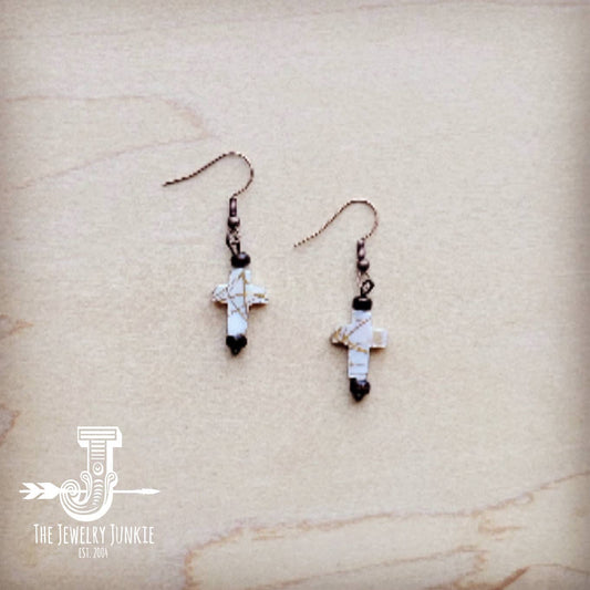 Mother-of-Pearl Cross Earrings