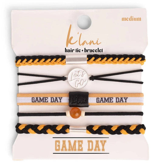 "Game Day" Black & Gold Hair Tie Bracelets