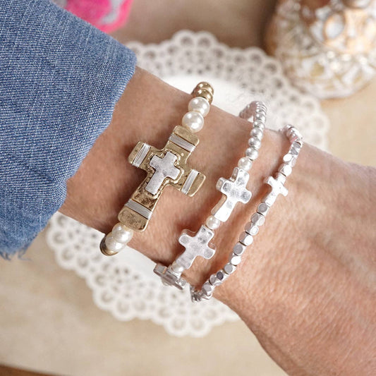 Boho Cross Stretch Bracelet Set
