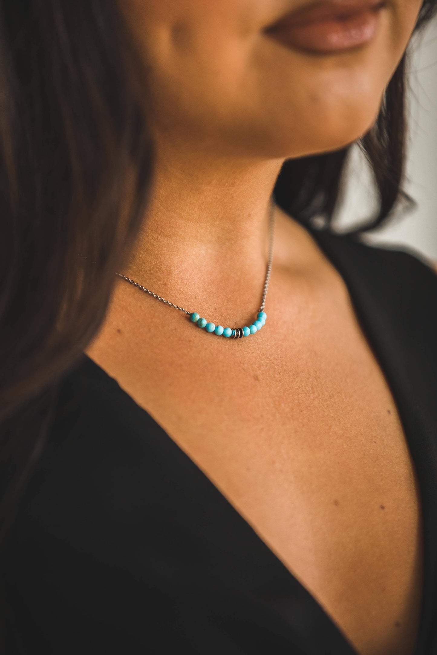 15" 18K Gold Plated Dainty Chain Necklace with Turquoise
