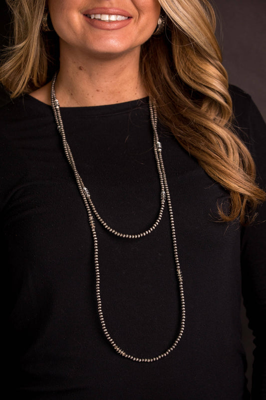 66" Dainty Faux Navajo Pearl Beaded Necklace