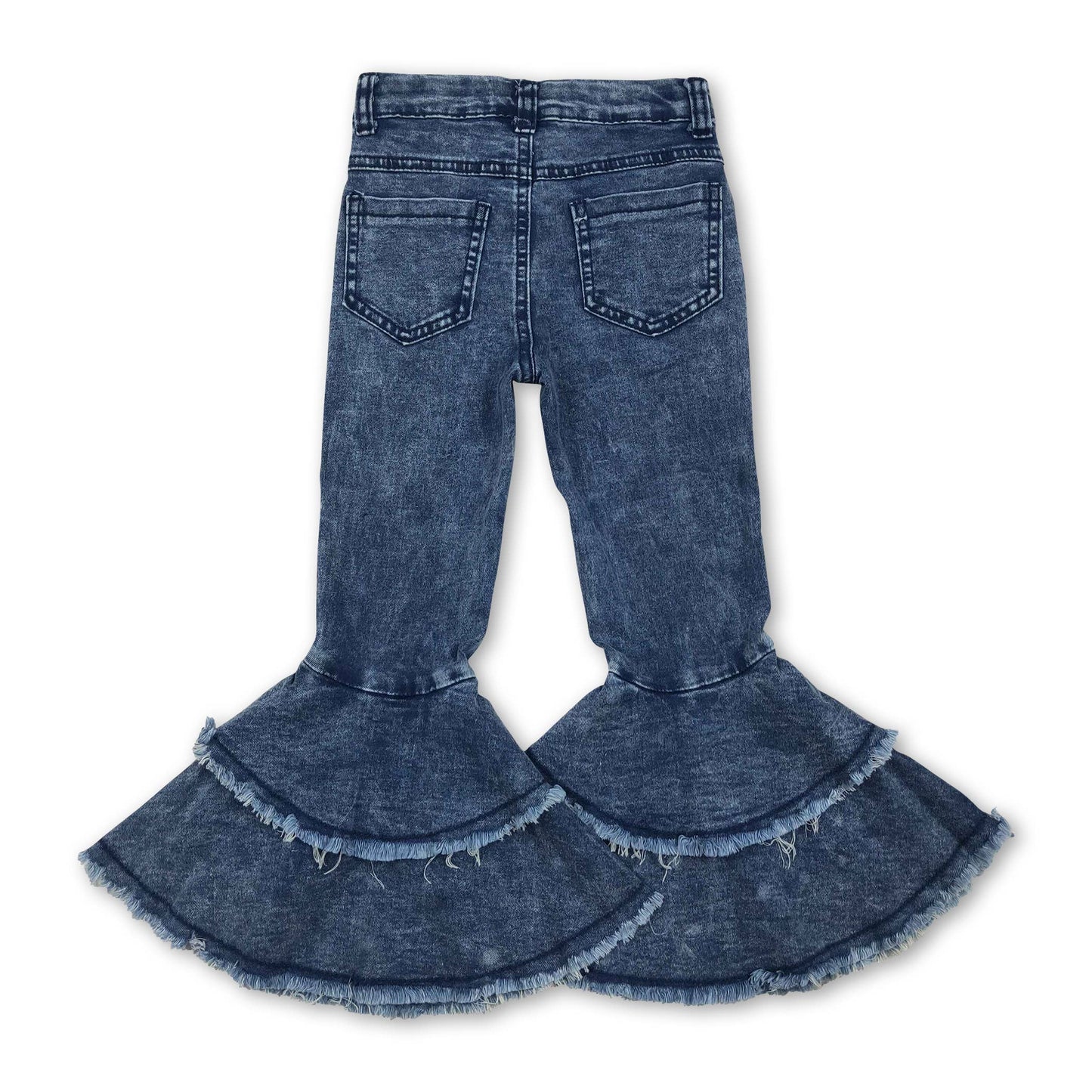 White washed ruffle bell bottom girls jeans