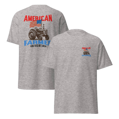 Patriotic Western 'American Farmer' Grey Graphic Tee