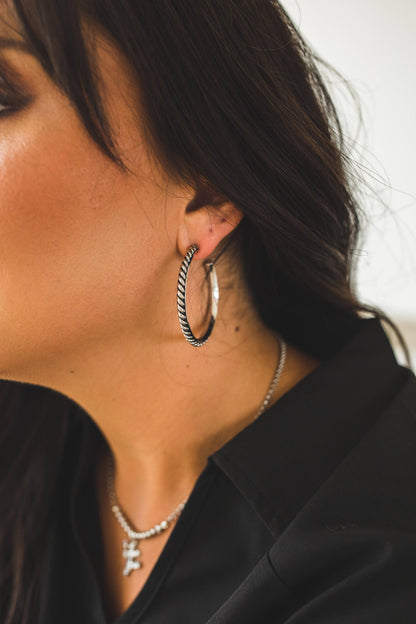 1.75" 18K Gold Plated Hoop Earring with Twist Detailing