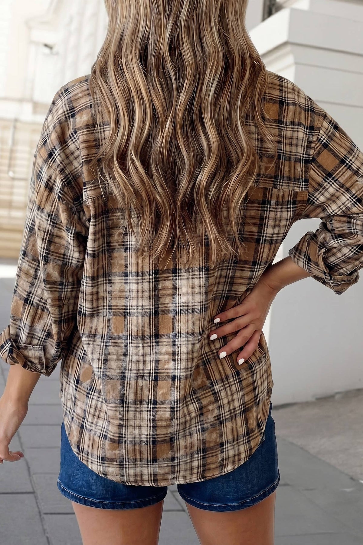 Western Plaid Collared Long Sleeve Shirt