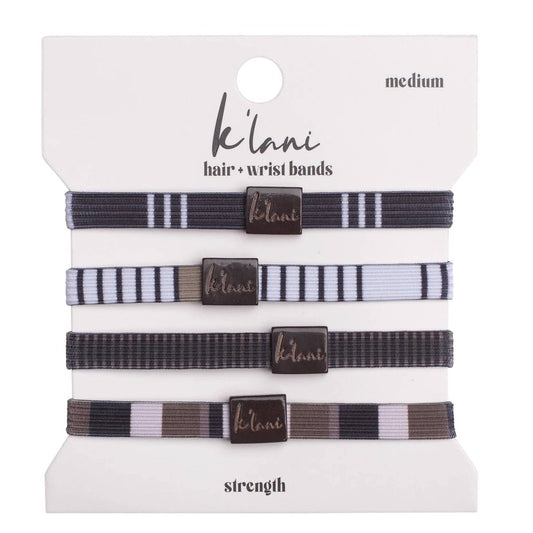 "Strength" Blacks, Greys and Whites Hair Tie Bracelets
