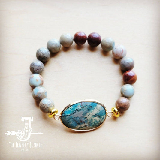 Aqua Terra Beaded Bracelet with Center Accent