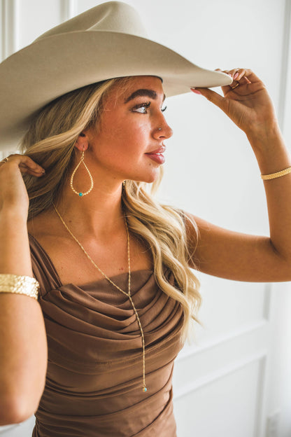 Gold Plated Hammered Teardrop Earring on Fishhook