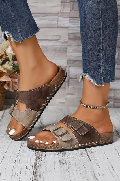 Buckle Strap Slide Sandals