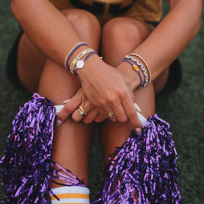 "Game Day" Purple & Yellow Hair Tie Bracelets