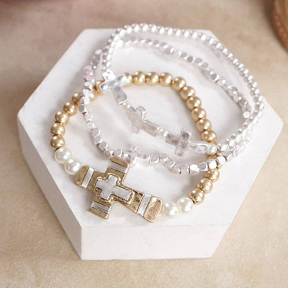 Boho Cross Stretch Bracelet Set