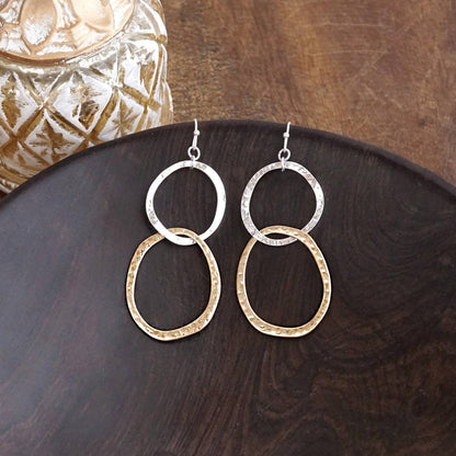 Two-Tone Boho Hoop Dangle Earrings