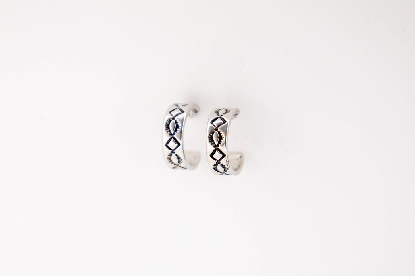 18k Gold Plated Diamond Stamped Hoop Earring