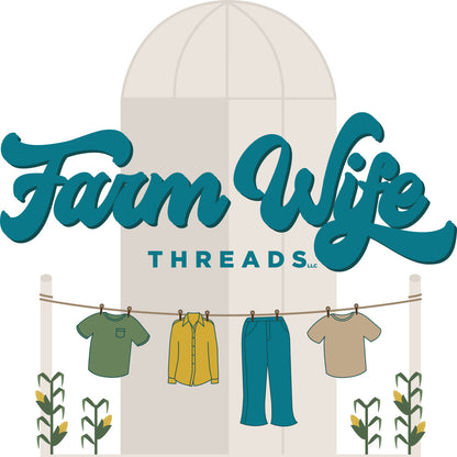 Farm Wife Threads Logo: Farm Clothing, Silo, Clothesline, Gift Card Available