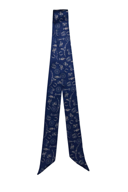 Silk Twilly Scarf w/ Western Motif Pattern