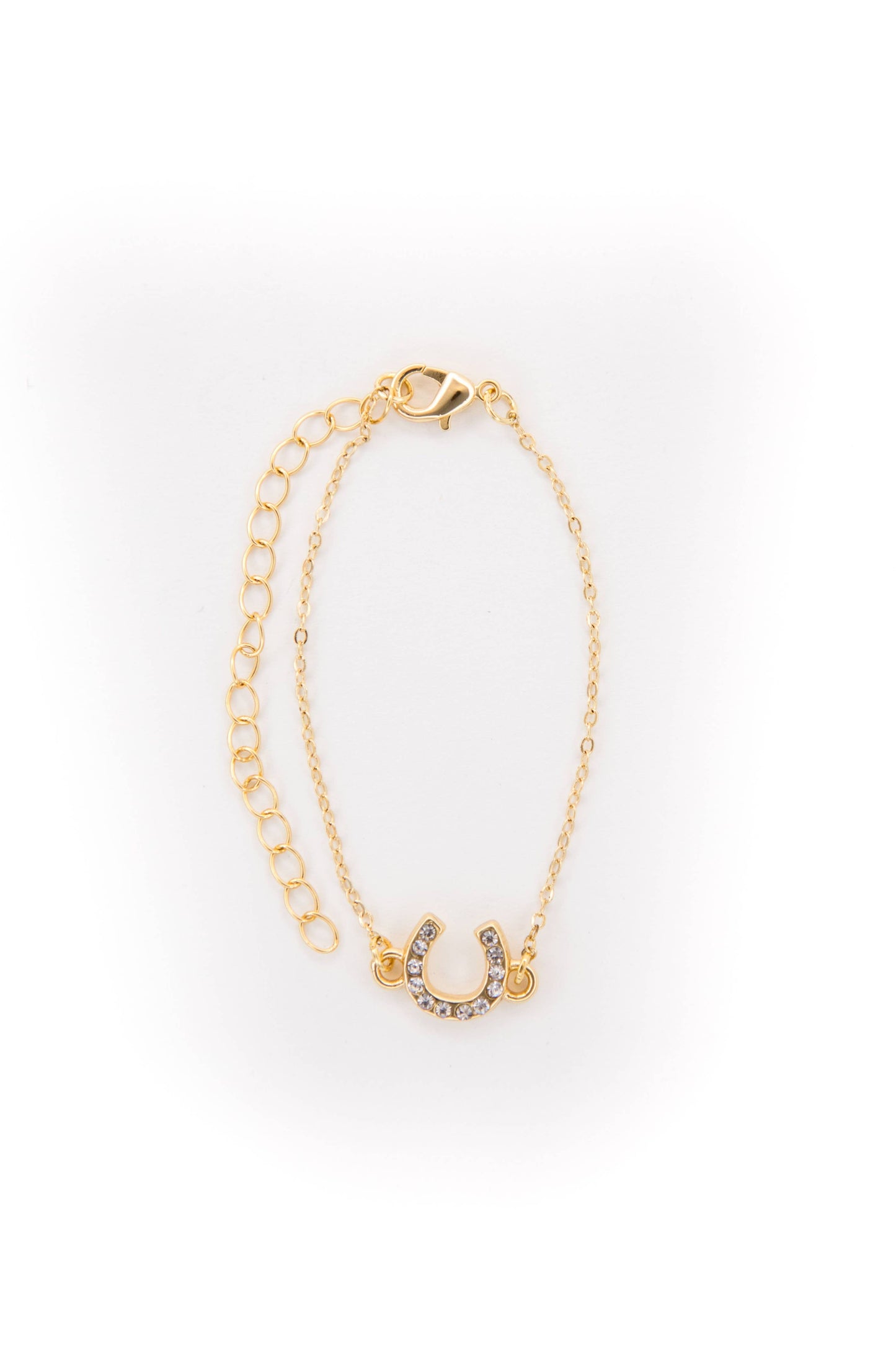 18K Gold Plated Dainty Rhinestone Horseshoe Chain Bracelet
