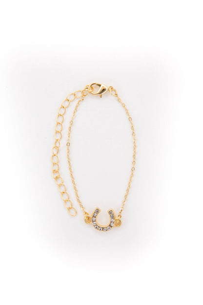 18K Gold Plated Dainty Rhinestone Horseshoe Chain Bracelet