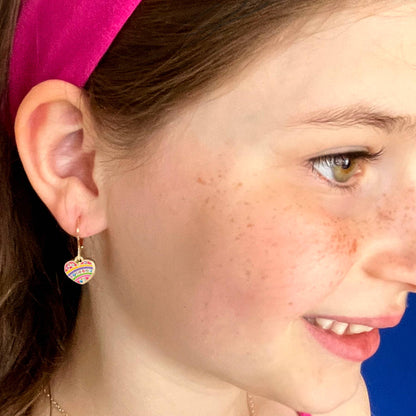 Crystal Rainbow Heart Leverback Earrings