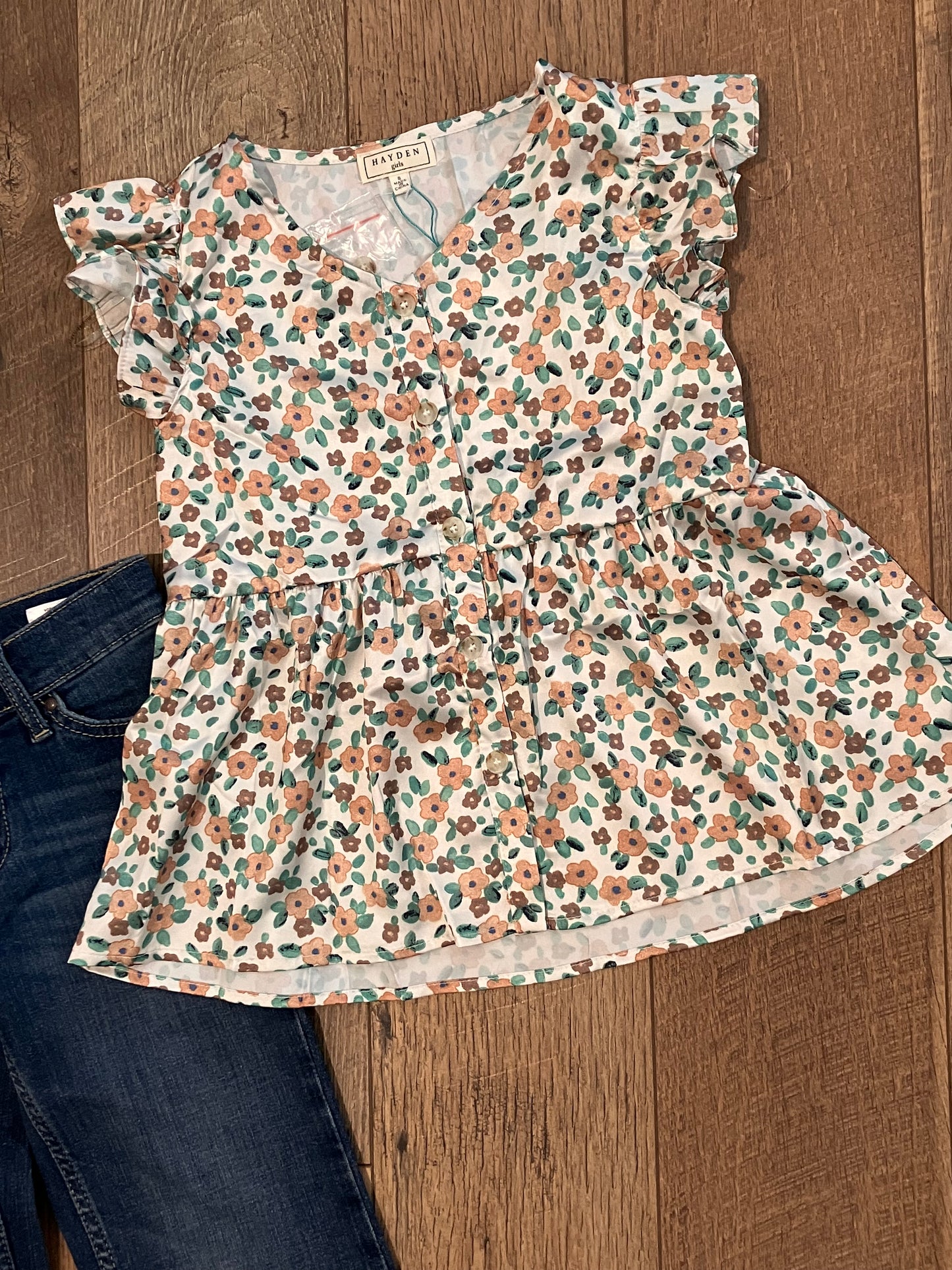 Girls Ruffled Floral Top