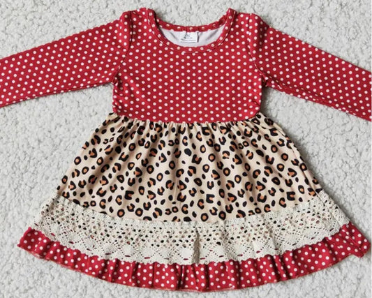 Girl's Dot Leopard Dress
