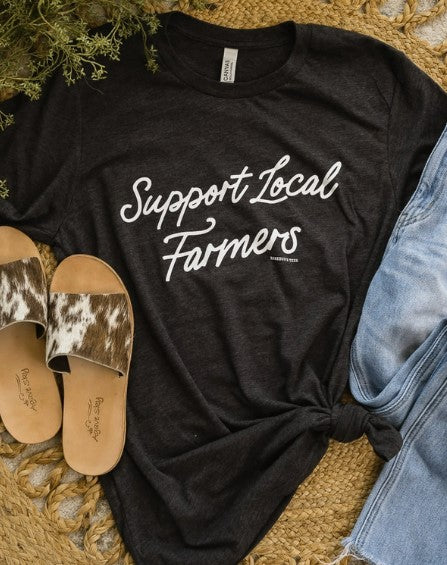 Support Local Farmers Script Graphic T-shirt